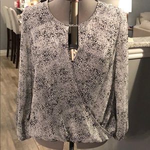 Vince Camuto Faux Wrap Snake Skin Pattern Blouse